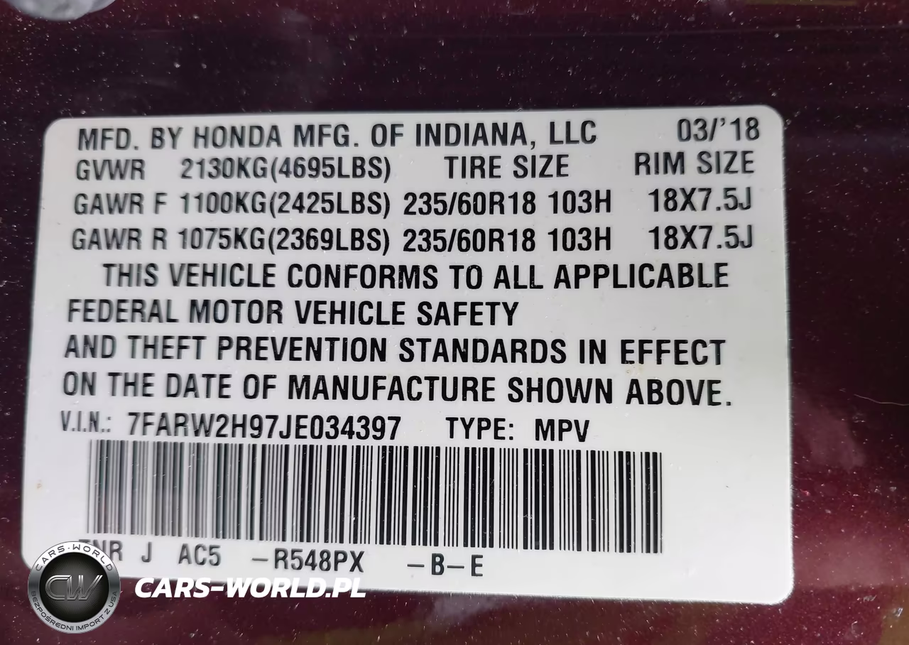 2018 Honda Cr-V Touring VIN:7FARW2H97JE034397 - 9