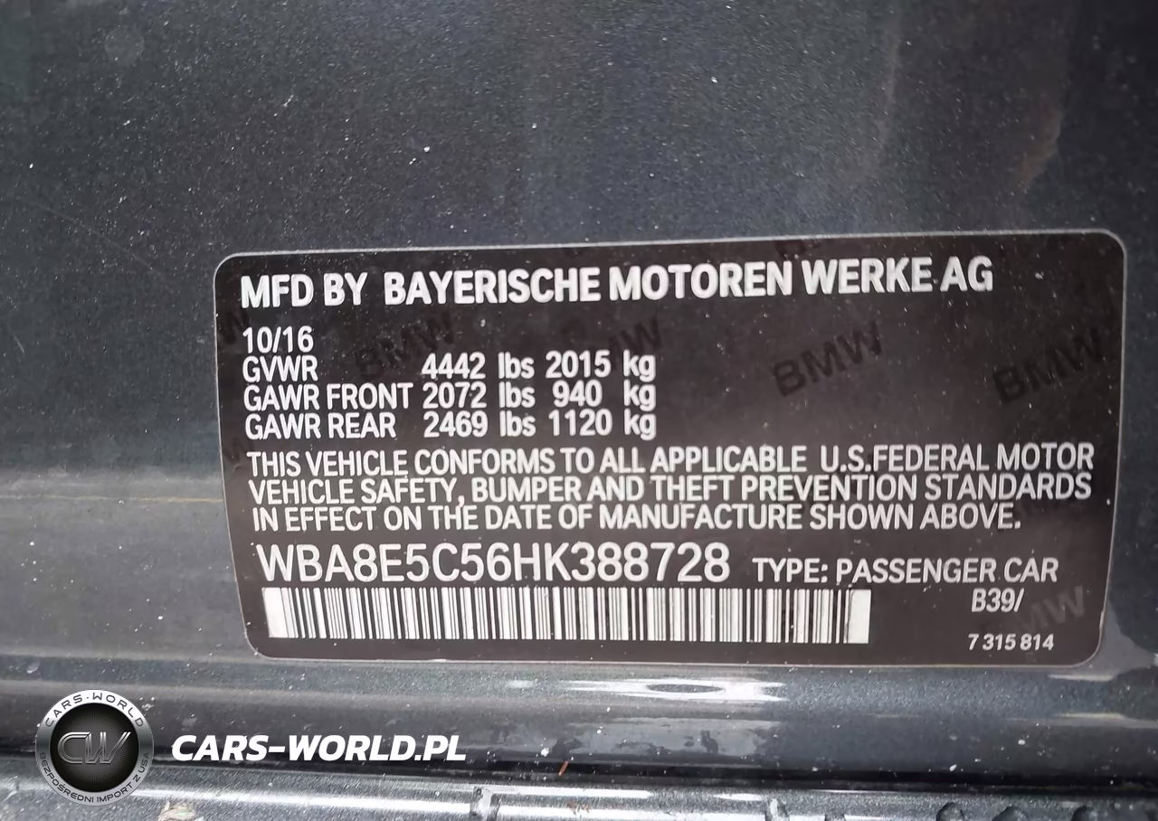 2017 BMW 328D VIN:WBA8E5C56HK388728 - 9
