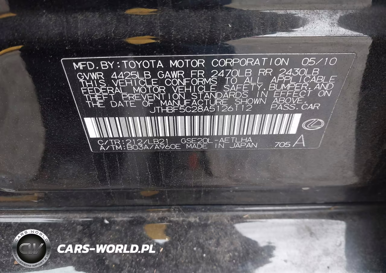 2010 Lexus Is 250 VIN:JTHBF5C28A5126112 - 9
