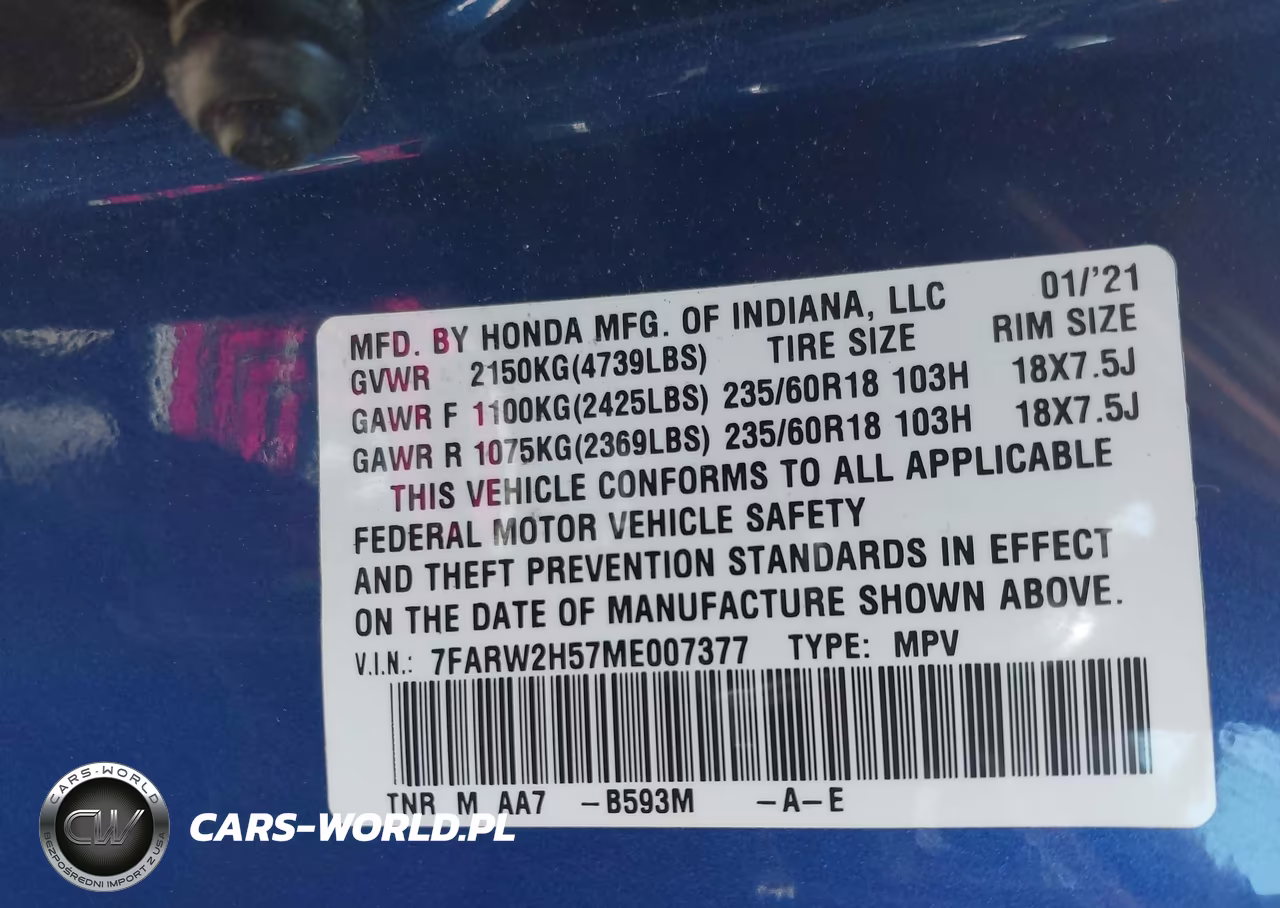 2021 Honda Cr-V Awd Ex VIN:7FARW2H57ME007377 - 9