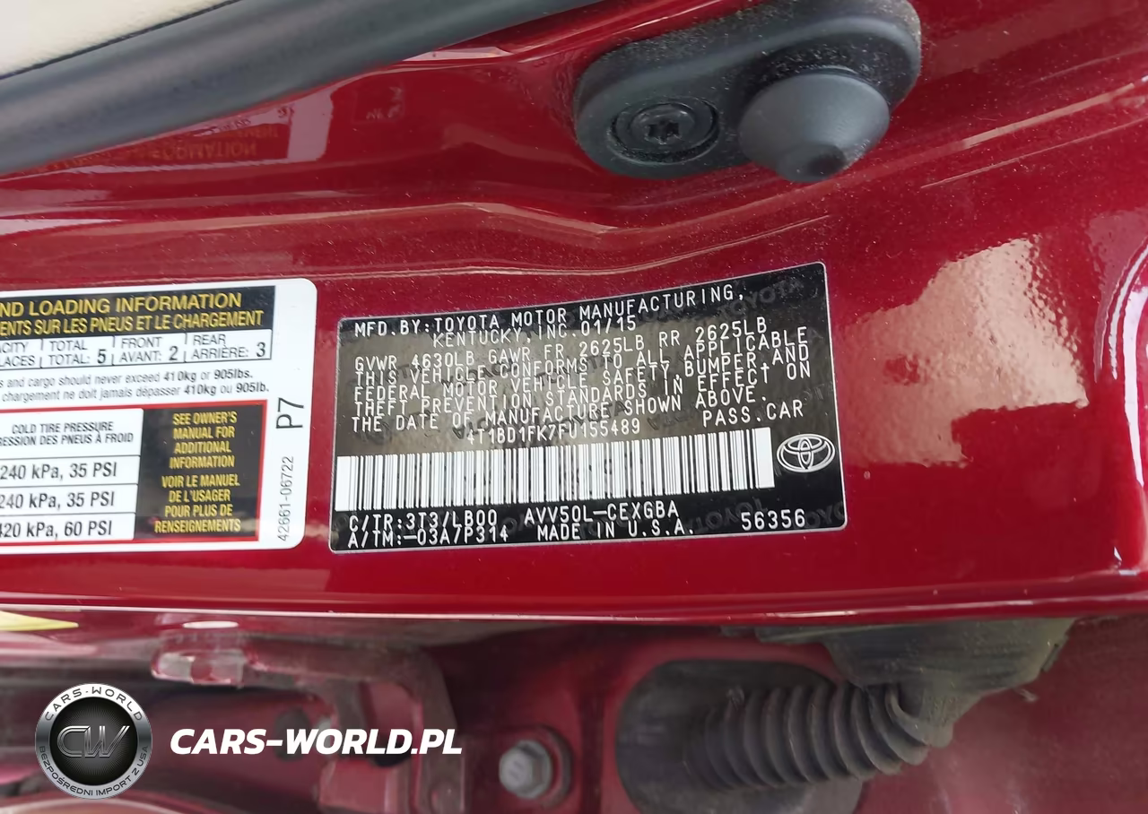 2015 Toyota Camry Hybrid Xle VIN:4T1BD1FK7FU155489 - 8