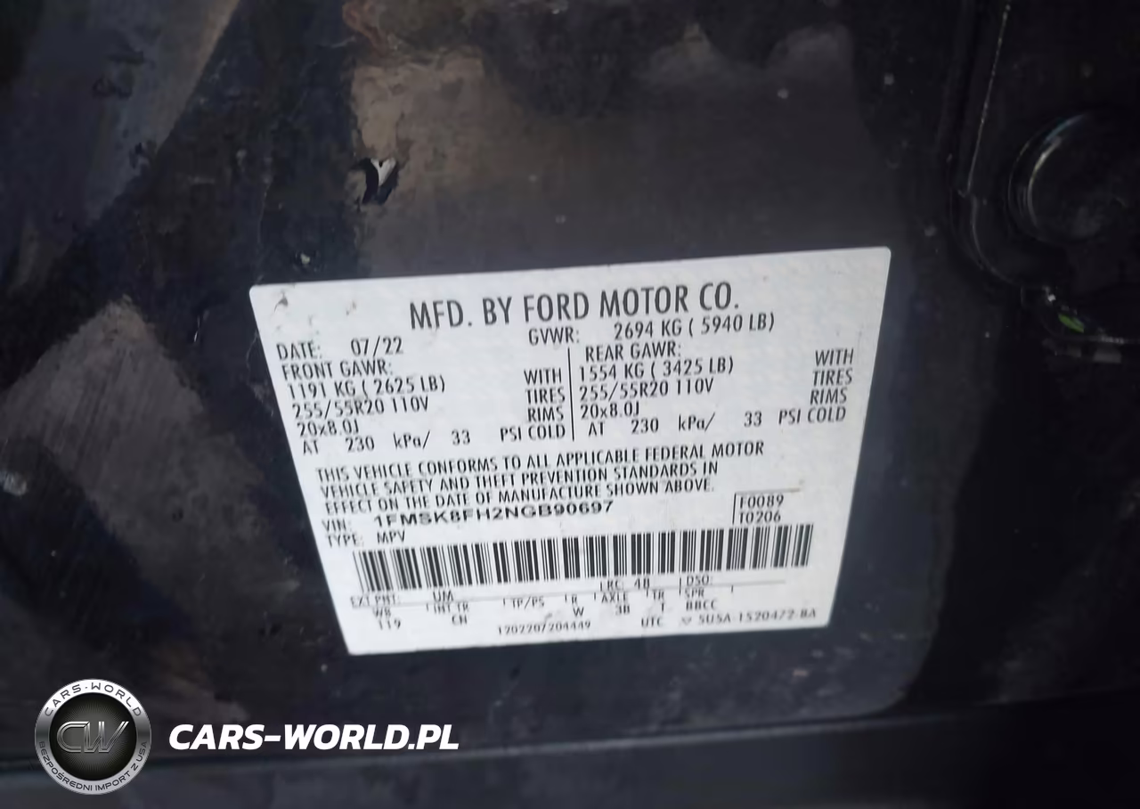 2022 Ford Explorer Limited VIN:1FMSK8FH2NGB90697 - 9