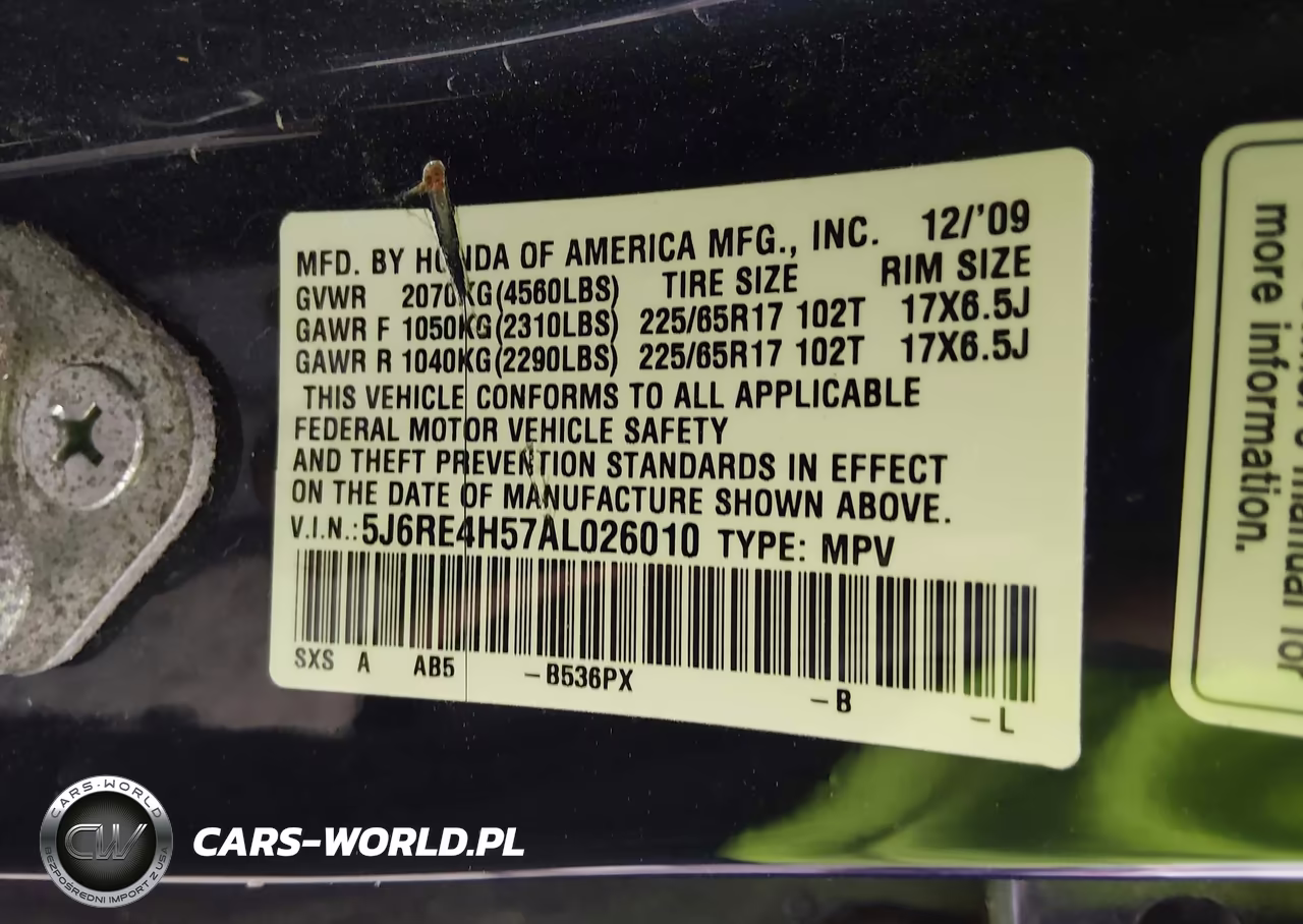 2010 Honda Cr-V Ex VIN:5J6RE4H57AL026010 - 9