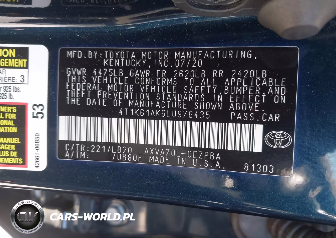 2020 Toyota Camry Xse VIN:4T1K61AK6LU976435 - 9