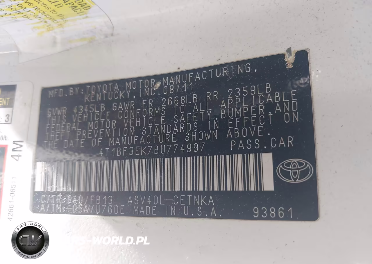2011 Toyota Camry Le VIN:4T1BF3EK7BU774997 - 9