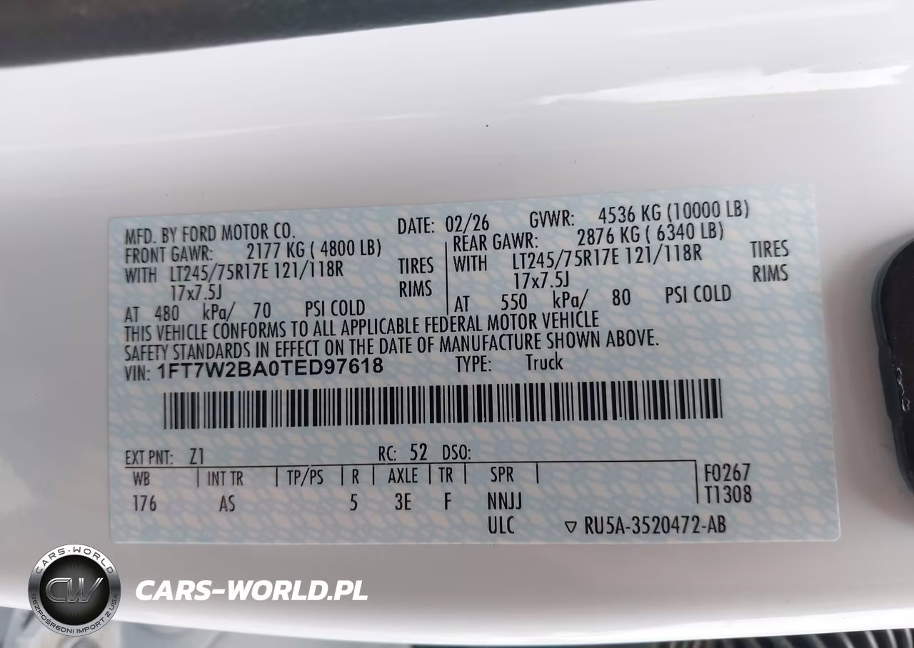 2026 Ford F-250 Xl VIN:1FT7W2BA0TED97618 - 9