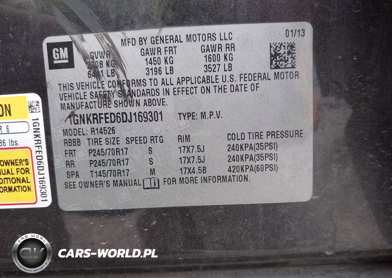 2013 Chevrolet Traverse Ls VIN:1GNKRFED6DJ169301 - 7
