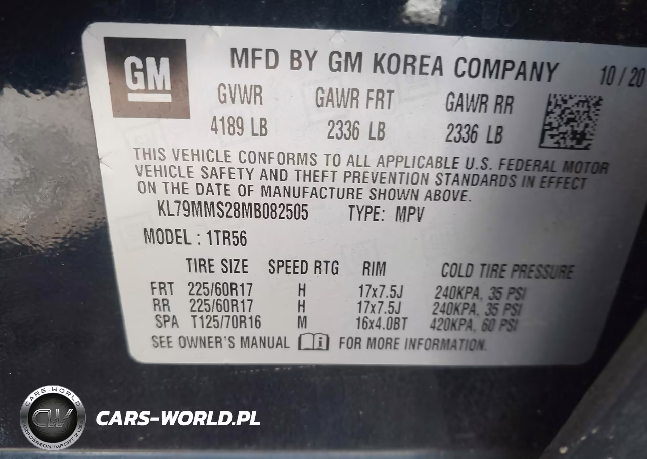 2021 Chevrolet Trailblazer Fwd Ls VIN:KL79MMS28MB082505 - 9