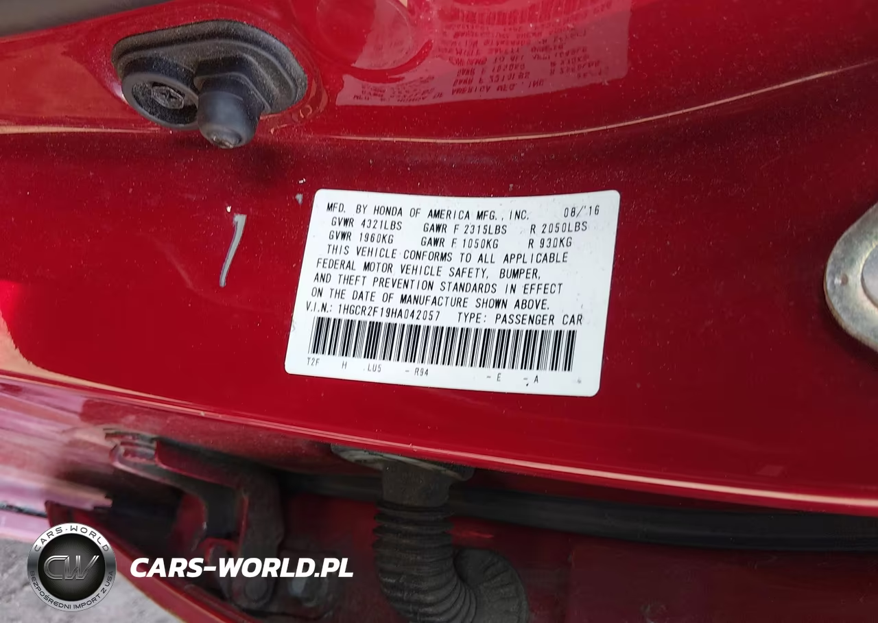 2017 Honda Accord Sport Se VIN:1HGCR2F19HA042057 - 9