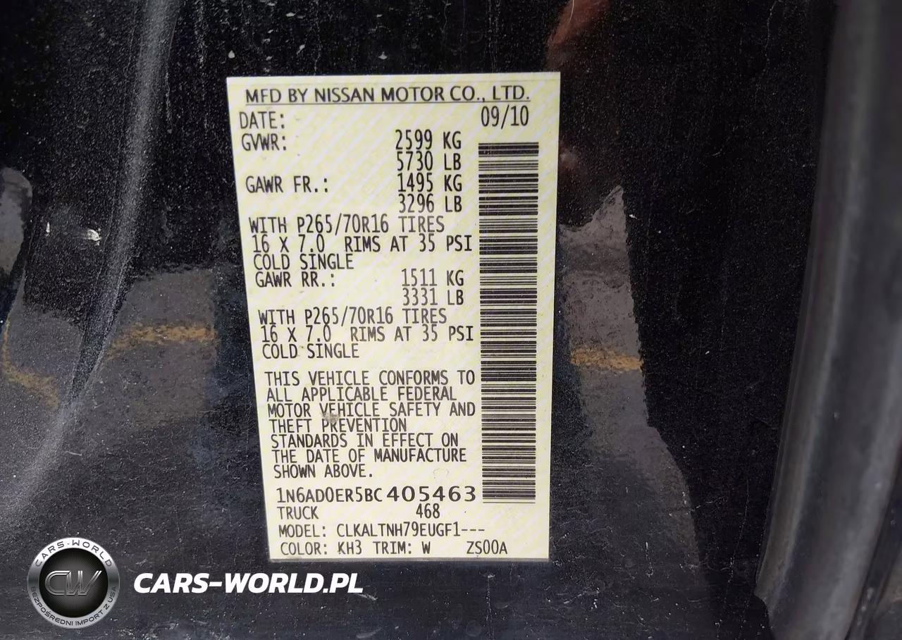 2011 Nissan Frontier Sv VIN:1N6AD0ER5BC405463 - 9