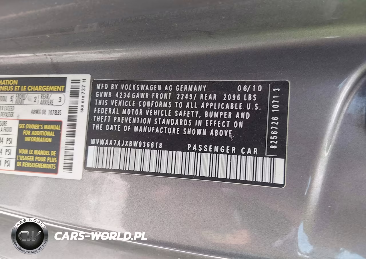 2011 Volkswagen Golf 2.5L 2-Door VIN:WVWAA7AJXBW036618 - 9