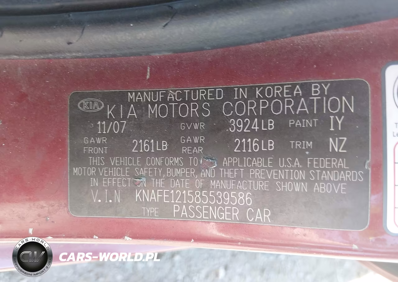 2008 Kia Spectra Ex VIN:KNAFE121585539586 - 9