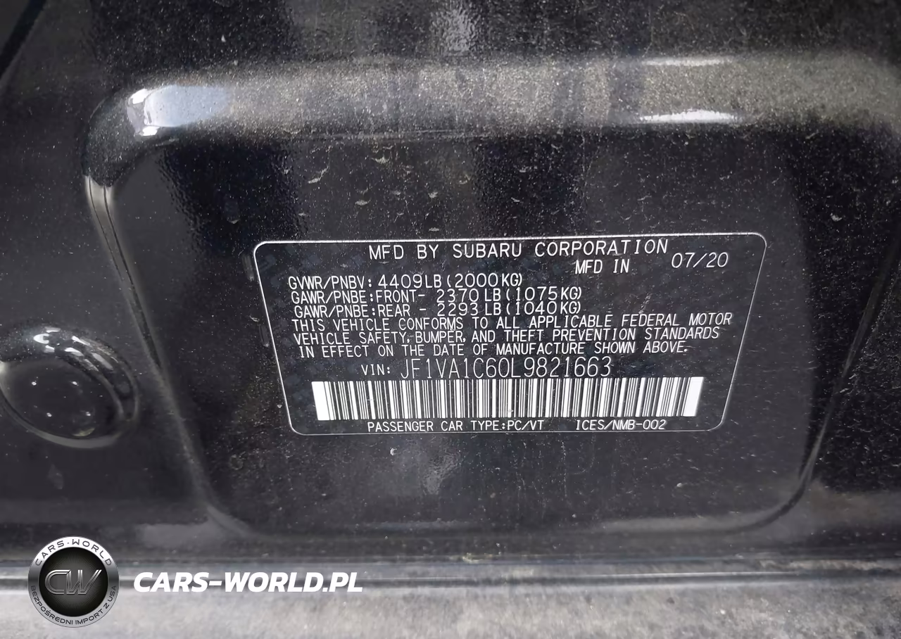 2020 Subaru Wrx Premium VIN:JF1VA1C60L9821663 - 9