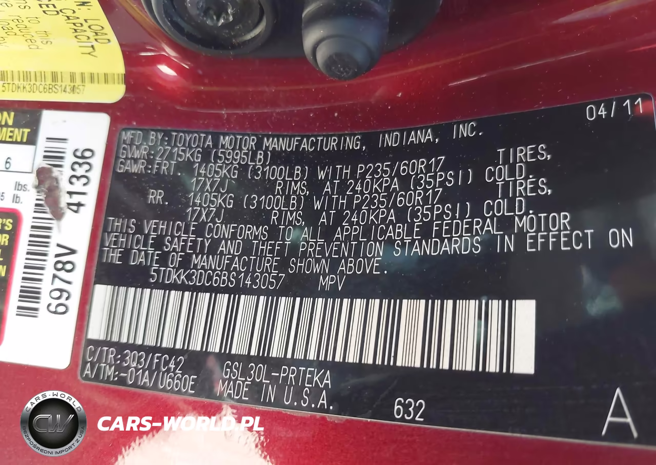 2011 Toyota Sienna Le V6 VIN:5TDKK3DC6BS143057 - 9
