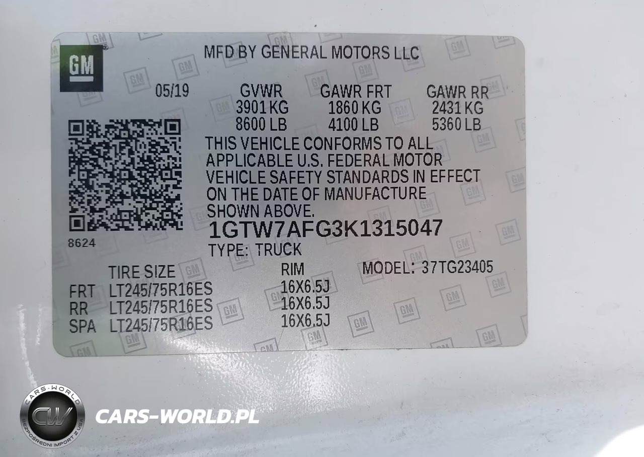 2019 GMC Savana 2500 Work Van VIN:1GTW7AFG3K1315047 - 9