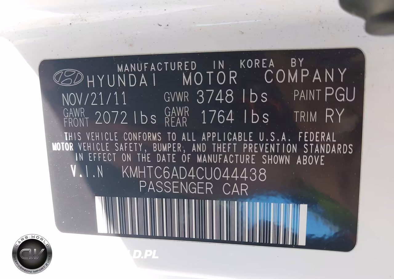 2012 Hyundai Veloster Base W-Gray VIN:KMHTC6AD4CU044438 - 9