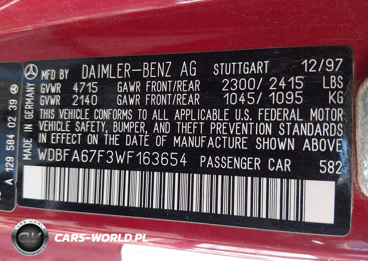 1998 Mercedes-Benz Sl 500 VIN:WDBFA67F3WF163654 - 9