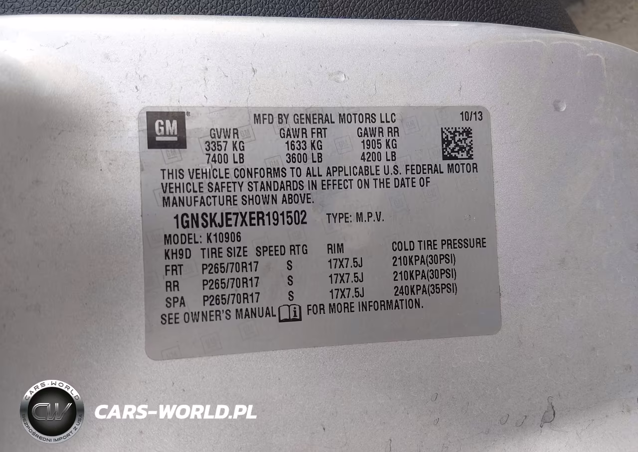 2014 Chevrolet Suburban 1500 Lt VIN:1GNSKJE7XER191502 - 9