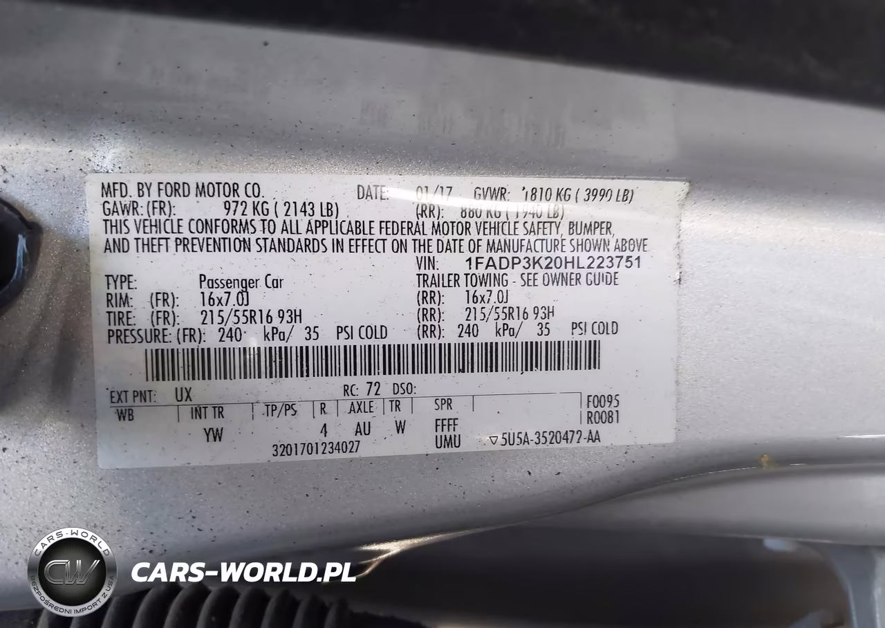 2017 Ford Focus Se VIN:1FADP3K20HL223751 - 9