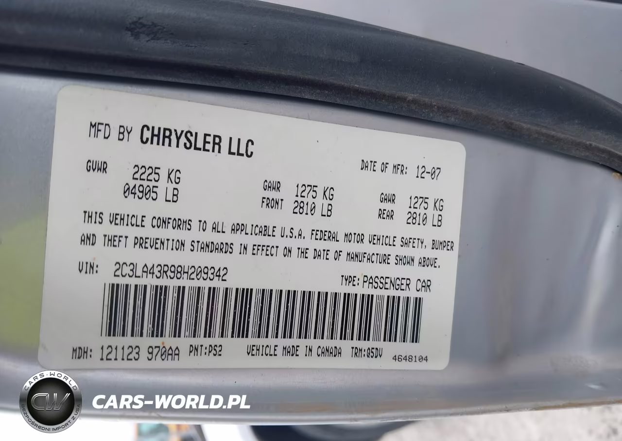 2008 Chrysler 300 Lx VIN:2C3LA43R98H209342 - 9