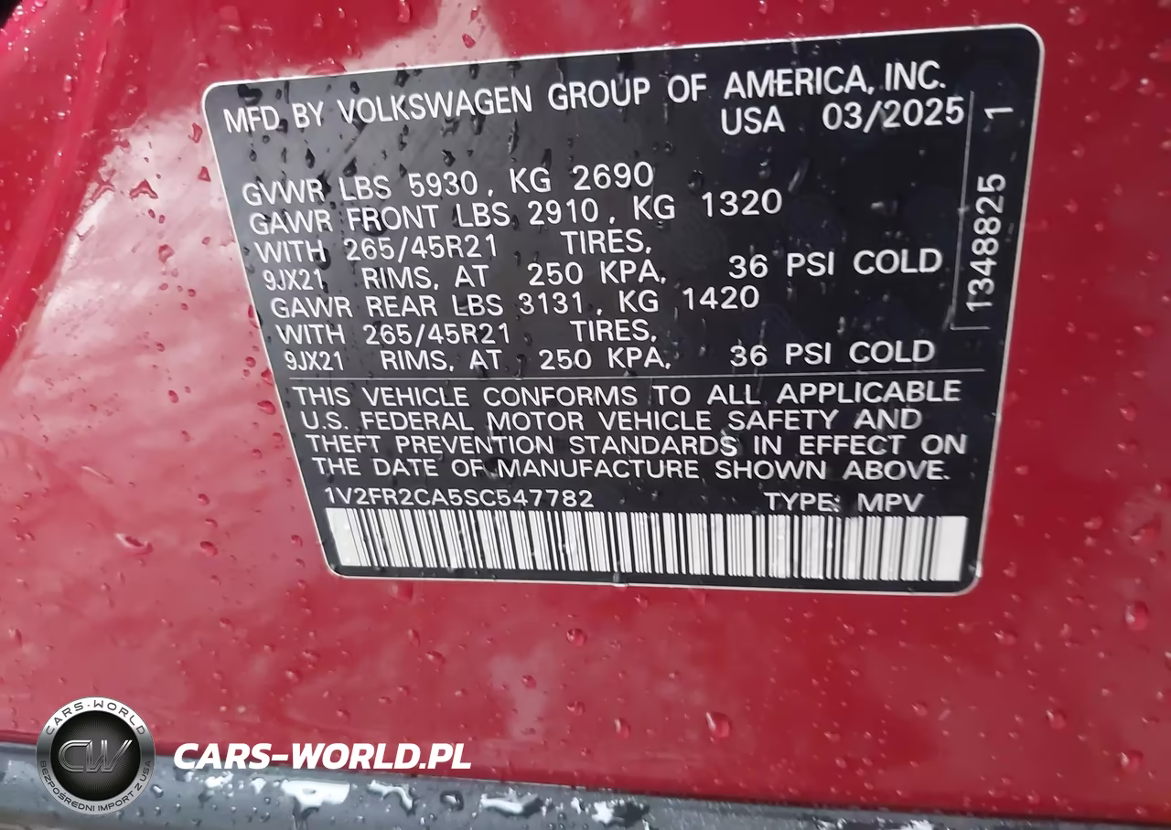 2025 Volkswagen Atlas 2.0T Sel Premium R-Line VIN:1V2FR2CA5SC547782 - 9