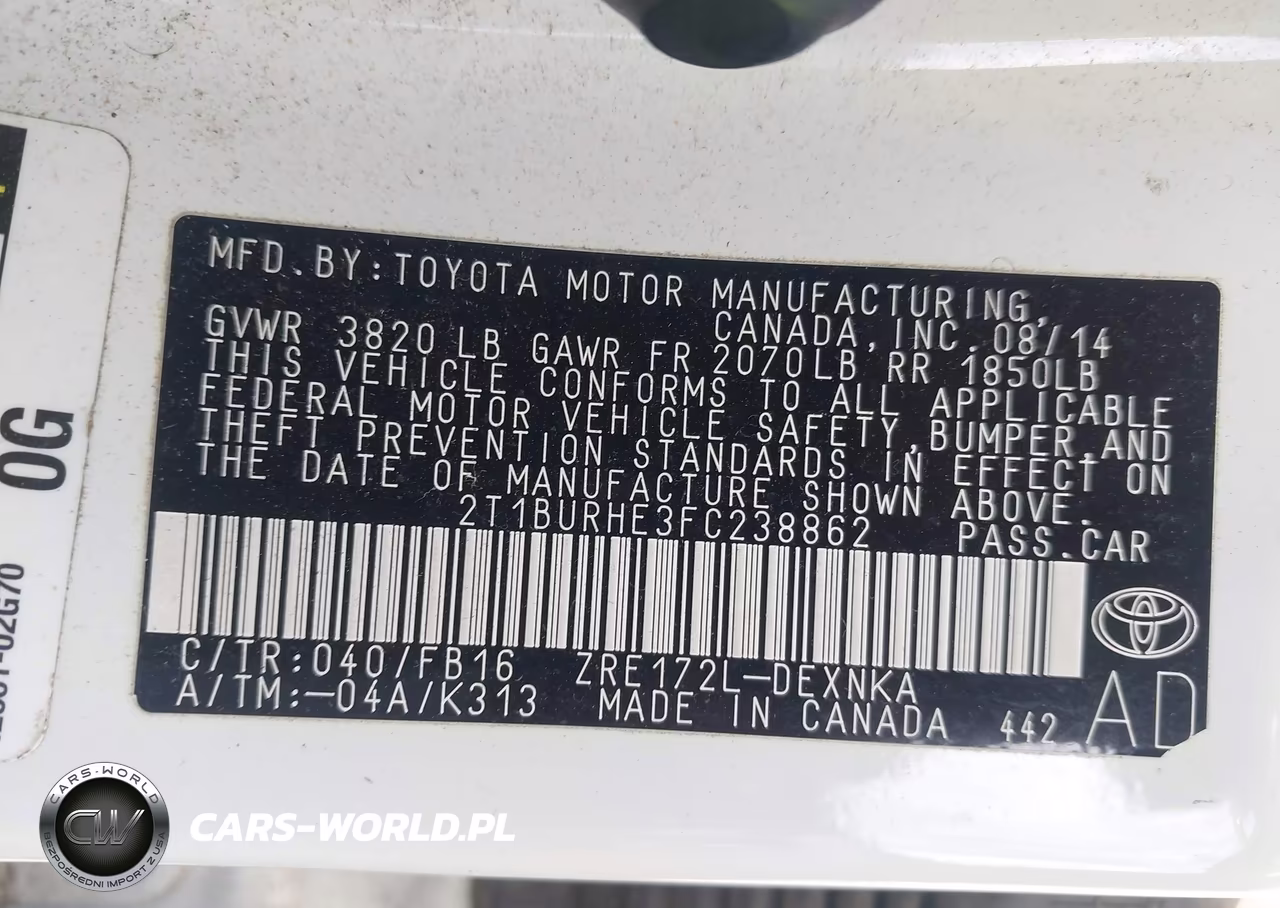 2015 Toyota Corolla Le VIN:2T1BURHE3FC238862 - 9