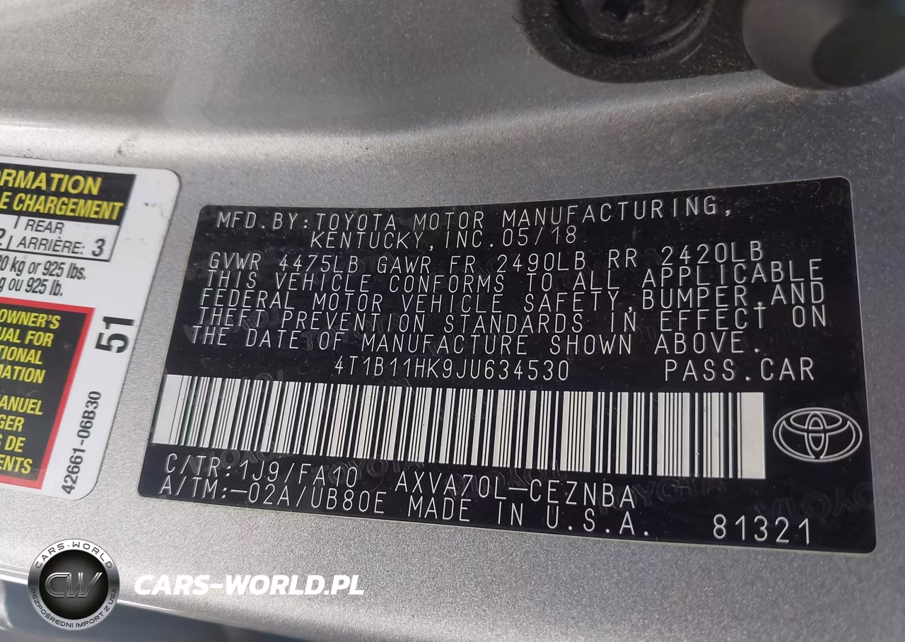2018 Toyota Camry Le VIN:4T1B11HK9JU634530 - 9