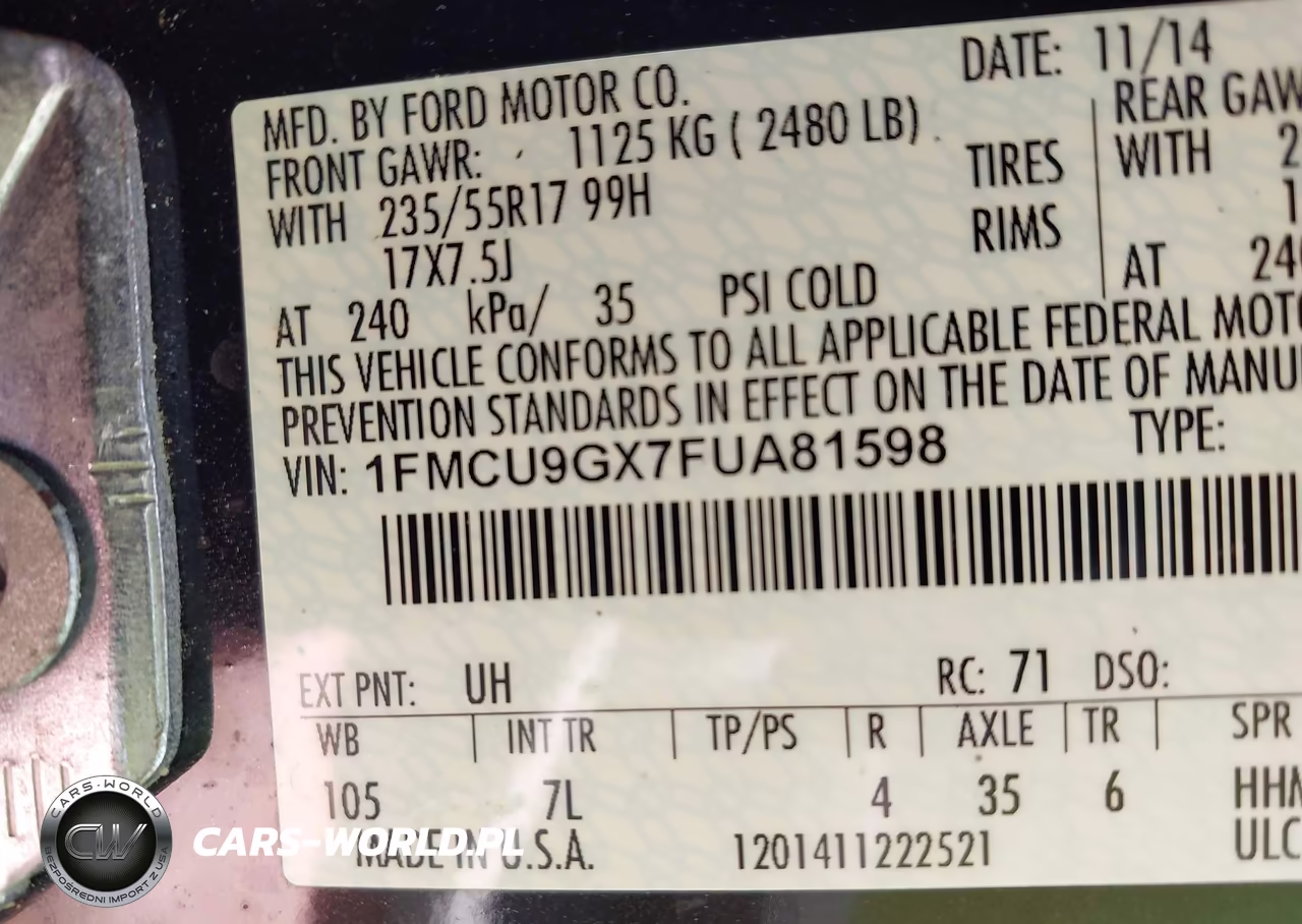 2015 Ford Escape Se VIN:1FMCU9GX7FUA81598 - 9