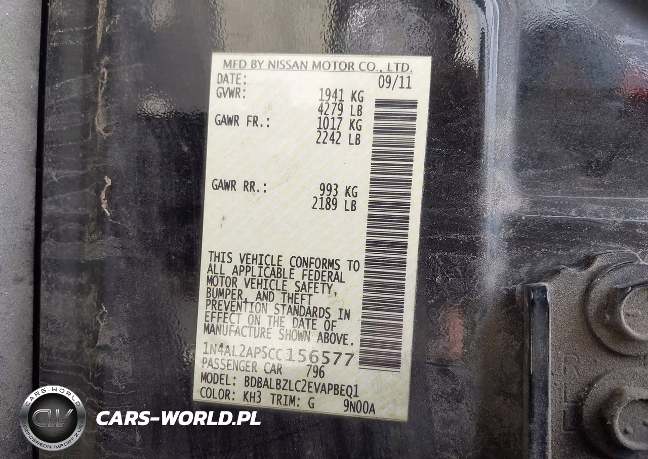 2012 Nissan Altima 2.5 S VIN:1N4AL2AP5CC156577 - 9