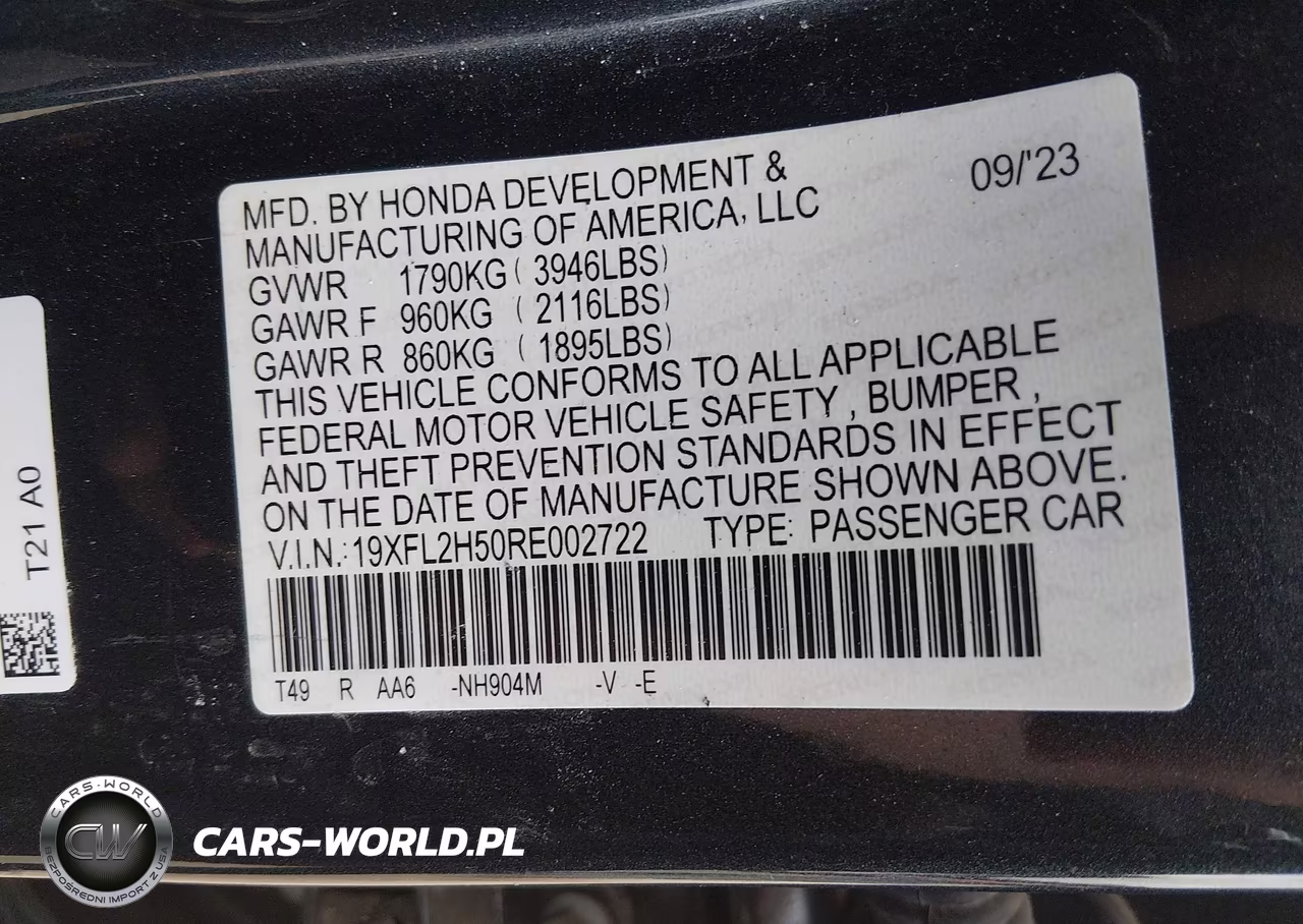 2024 Honda Civic Lx VIN:19XFL2H50RE002722 - 9