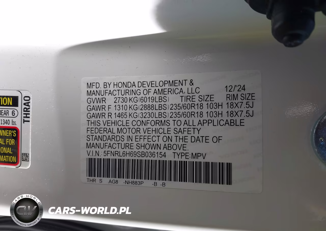 2025 Honda Odyssey Ex-L VIN:5FNRL6H69SB036154 - 9