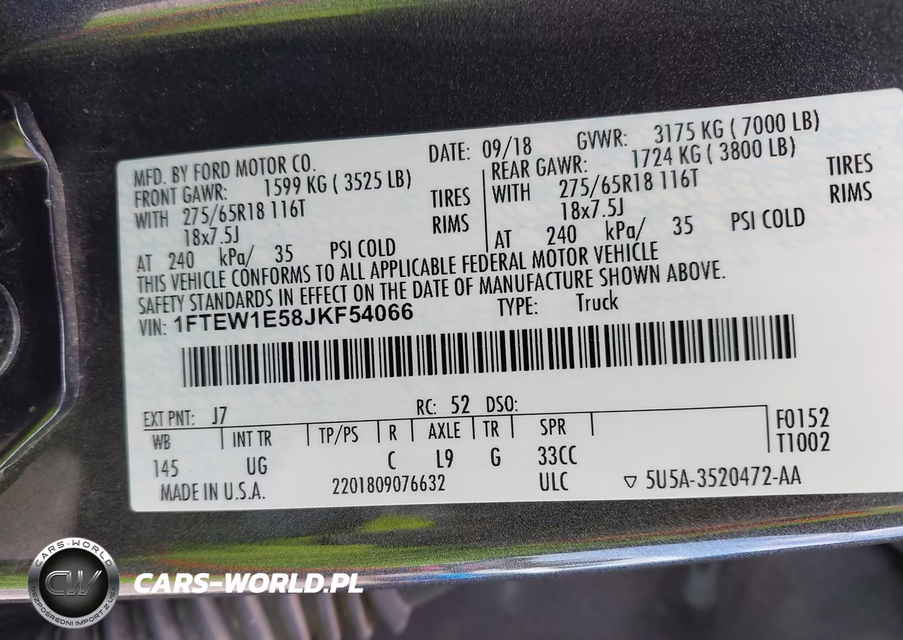 2018 Ford F-150 Xlt VIN:1FTEW1E58JKF54066 - 9