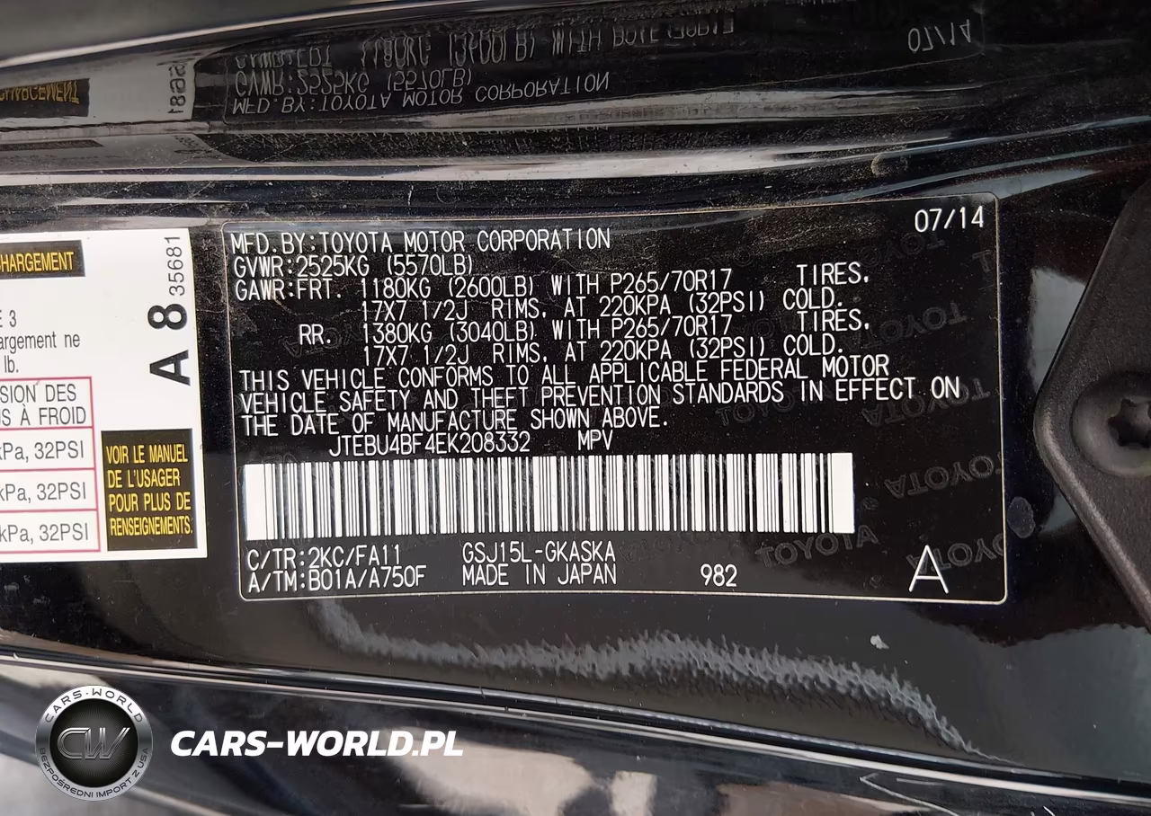 2014 Toyota Fj Cruiser VIN:JTEBU4BF4EK208332 - 9