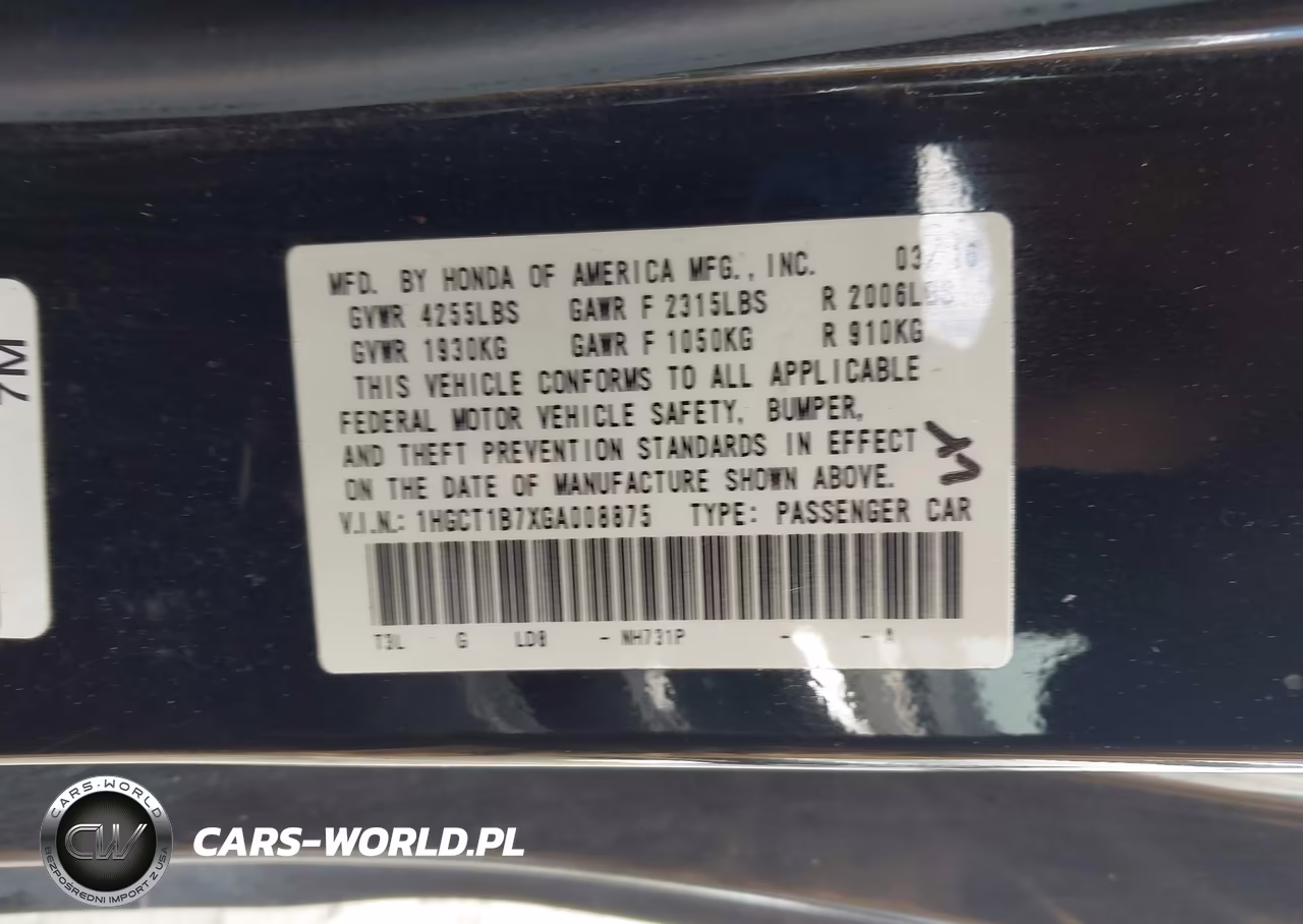 2016 Honda Accord Ex VIN:1HGCT1B7XGA008875 - 9