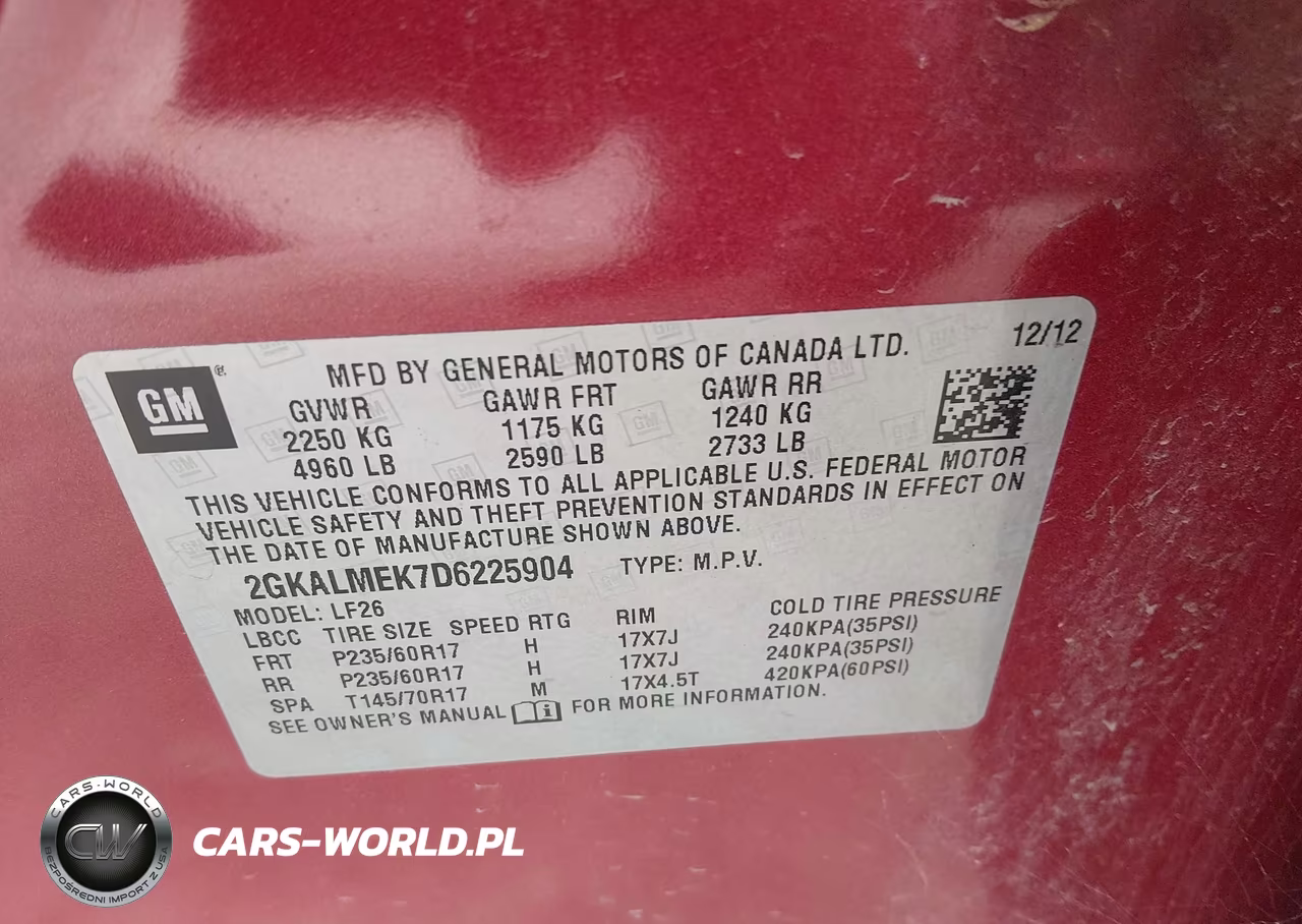 2013 GMC Terrain Sle-1 VIN:2GKALMEK7D6225904 - 9