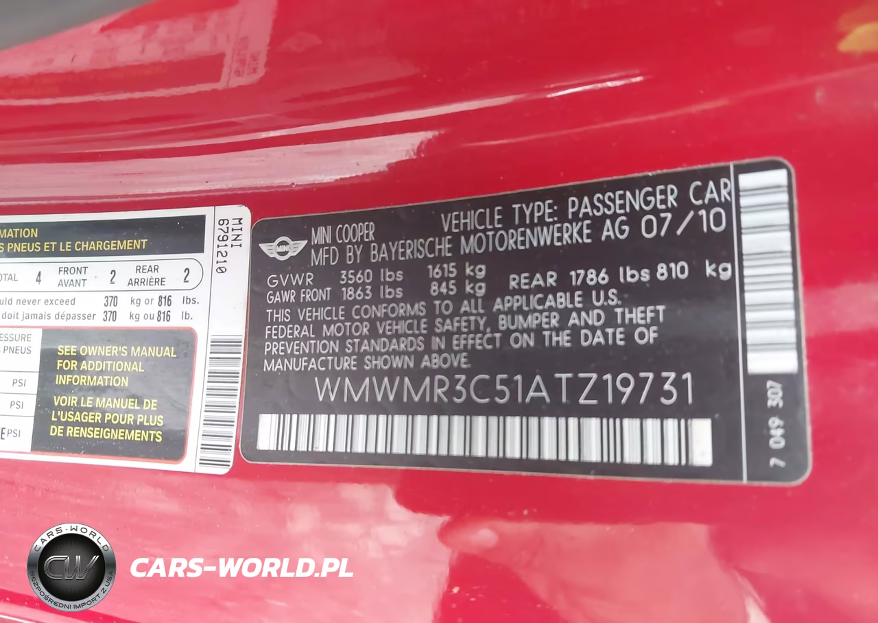 2010 Mini Cooper VIN:WMWMR3C51ATZ19731 - 9
