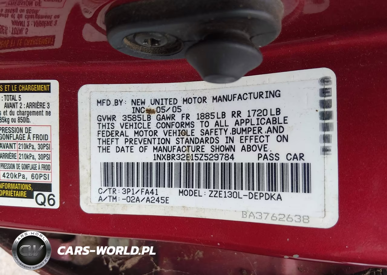2005 Toyota Corolla Ce VIN:1NXBR32E15Z529784 - 9