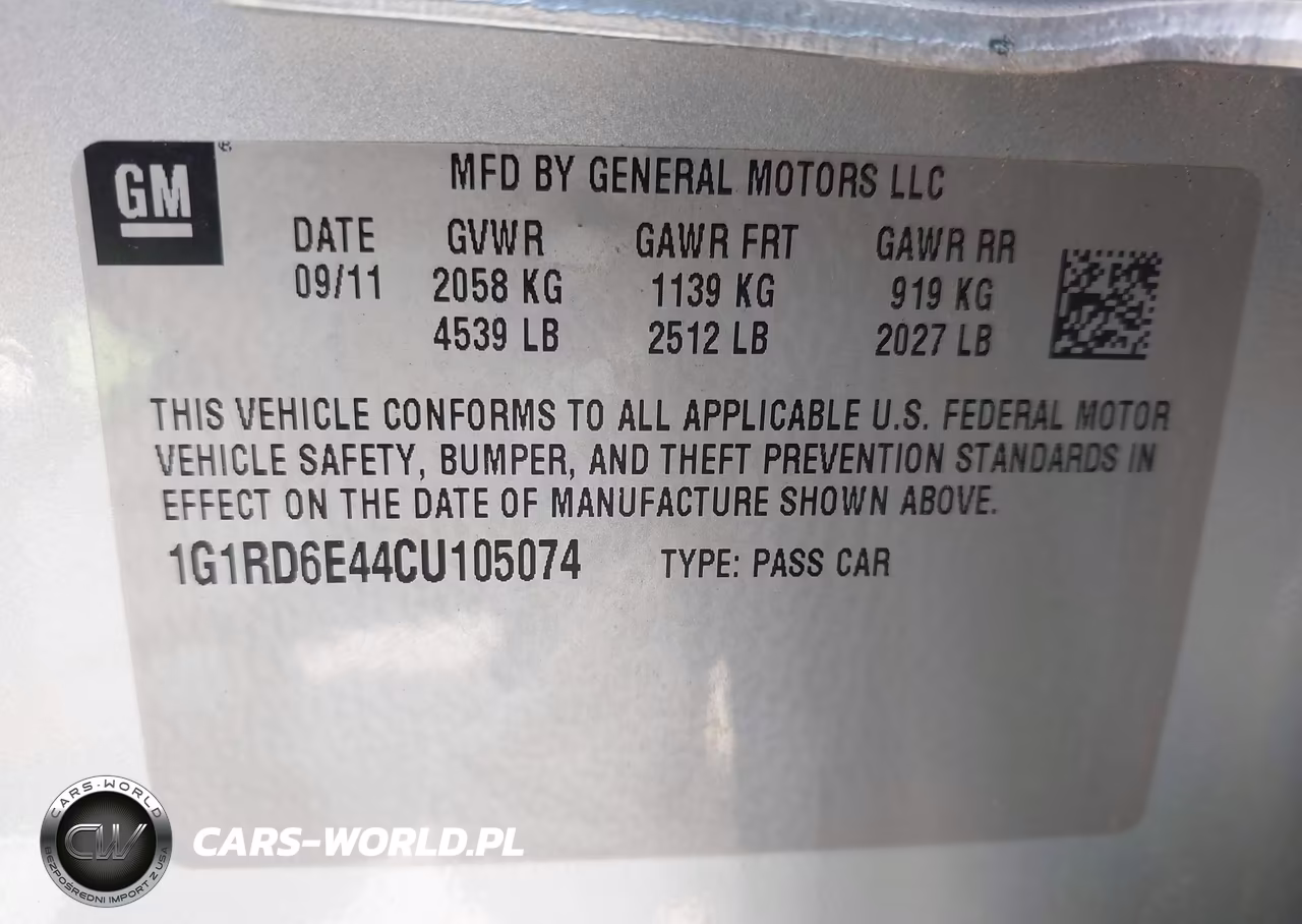 2012 Chevrolet Volt VIN:1G1RD6E44CU105074 - 9