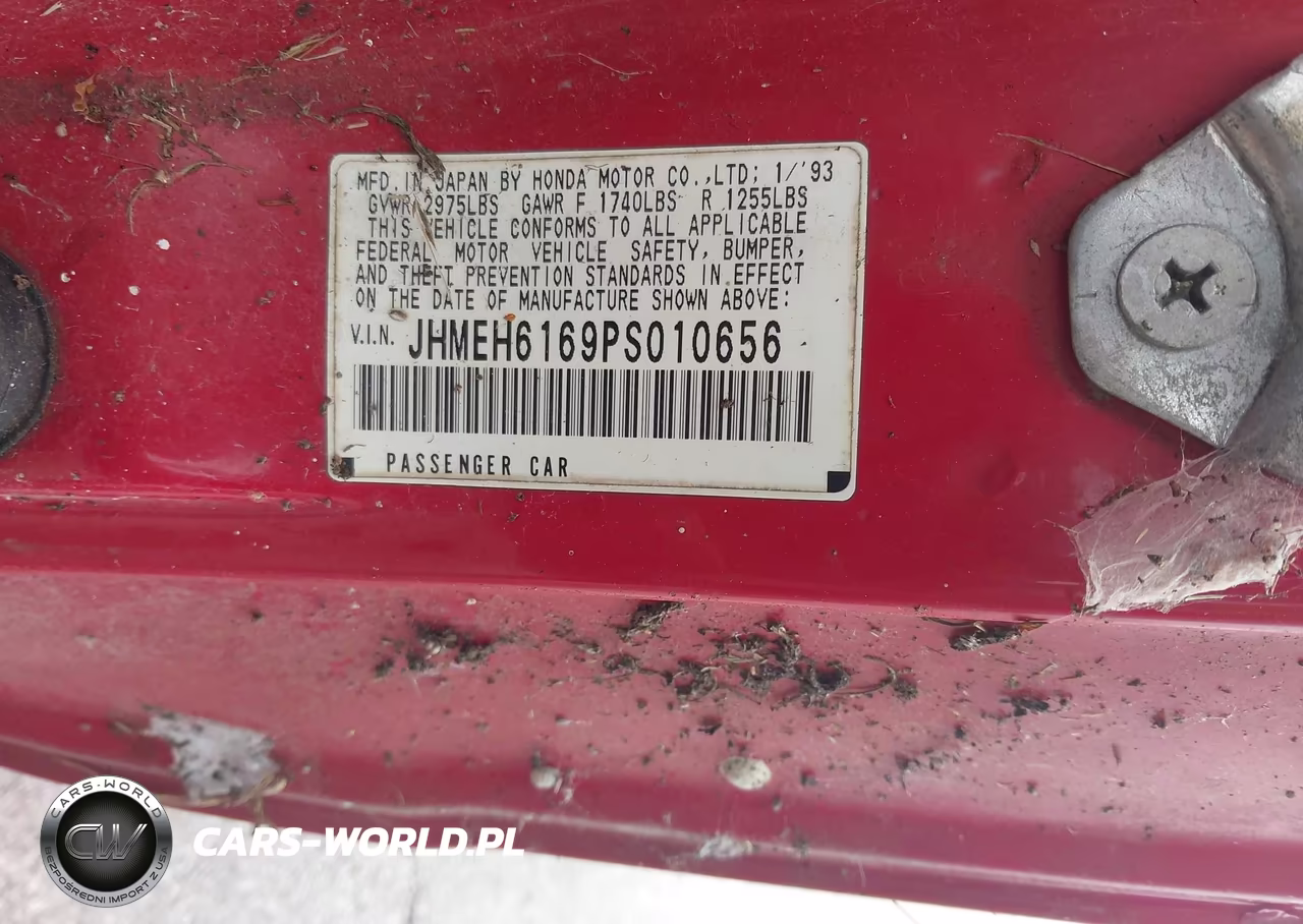 1993 Honda Civic Del Sol Si VIN:JHMEH6169PS010656 - 9