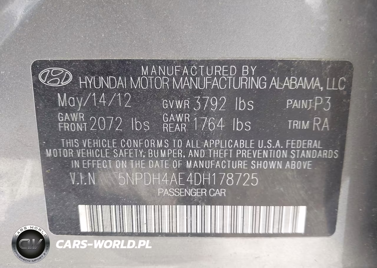2013 Hyundai Elantra Gls VIN:5NPDH4AE4DH178725 - 9