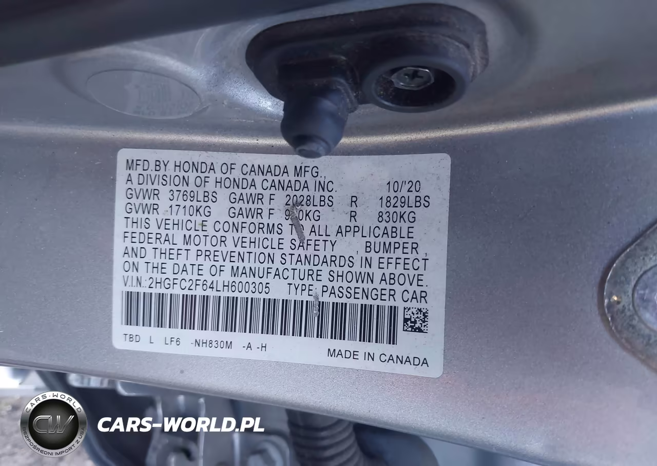 2020 Honda Civic Lx VIN:2HGFC2F64LH600305 - 9