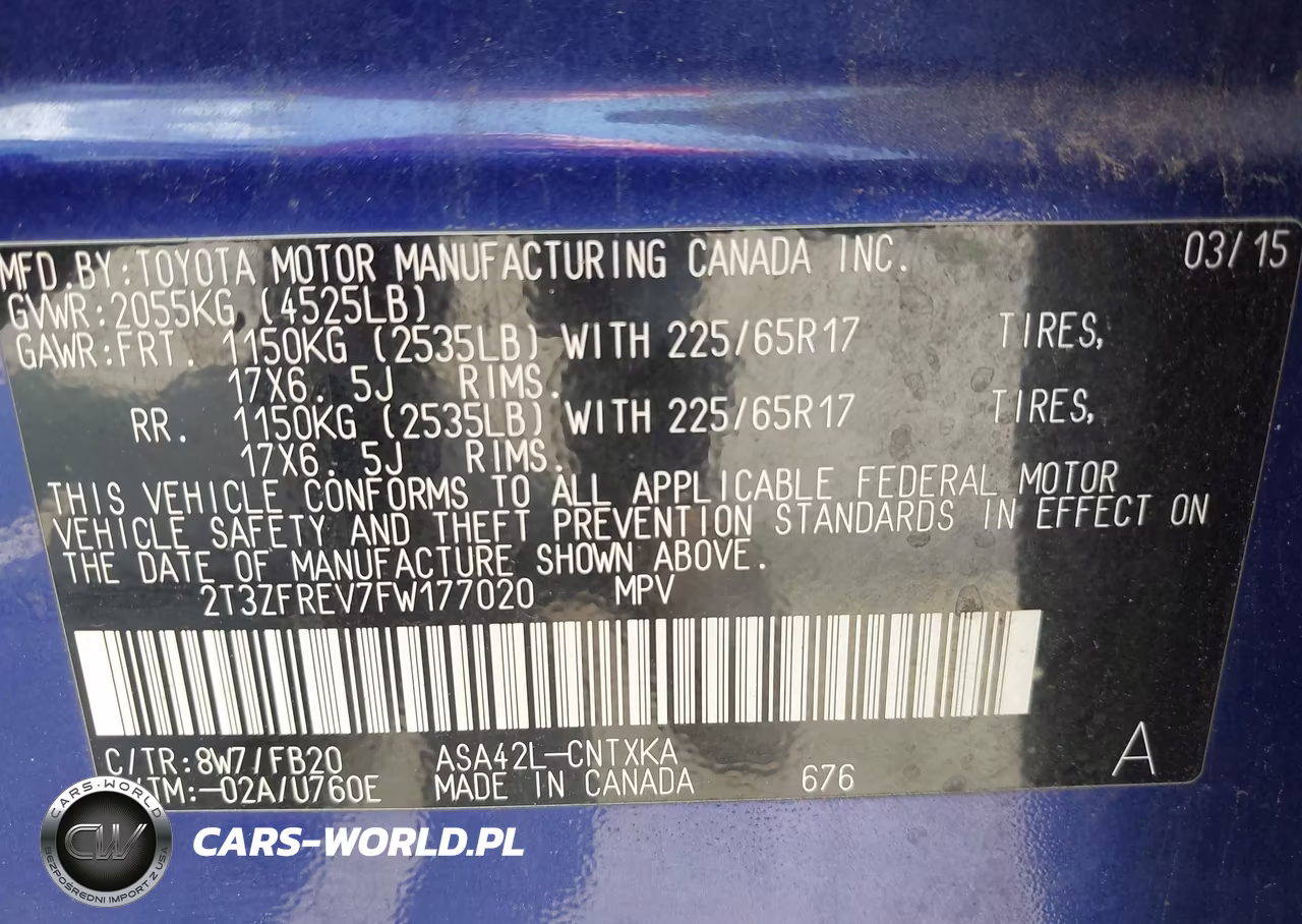 2015 Toyota Rav4 Le VIN:2T3ZFREV7FW177020 - 9