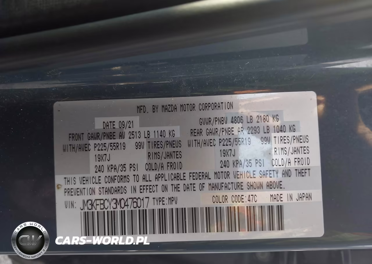 2021 Mazda Cx-5 Carbon Edition Turbo VIN:JM3KFBCY3M0476017 - 9