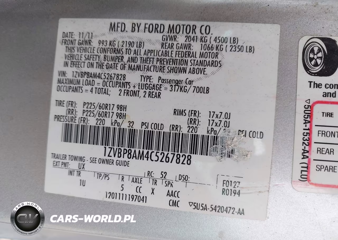 2012 Ford Mustang V6 VIN:1ZVBP8AM4C5267828 - 9