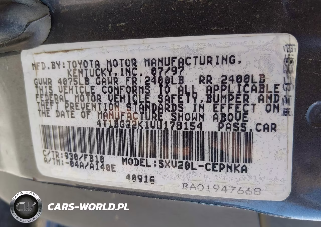 1997 Toyota Camry Le VIN:4T1BG22K1VU178154 - 9