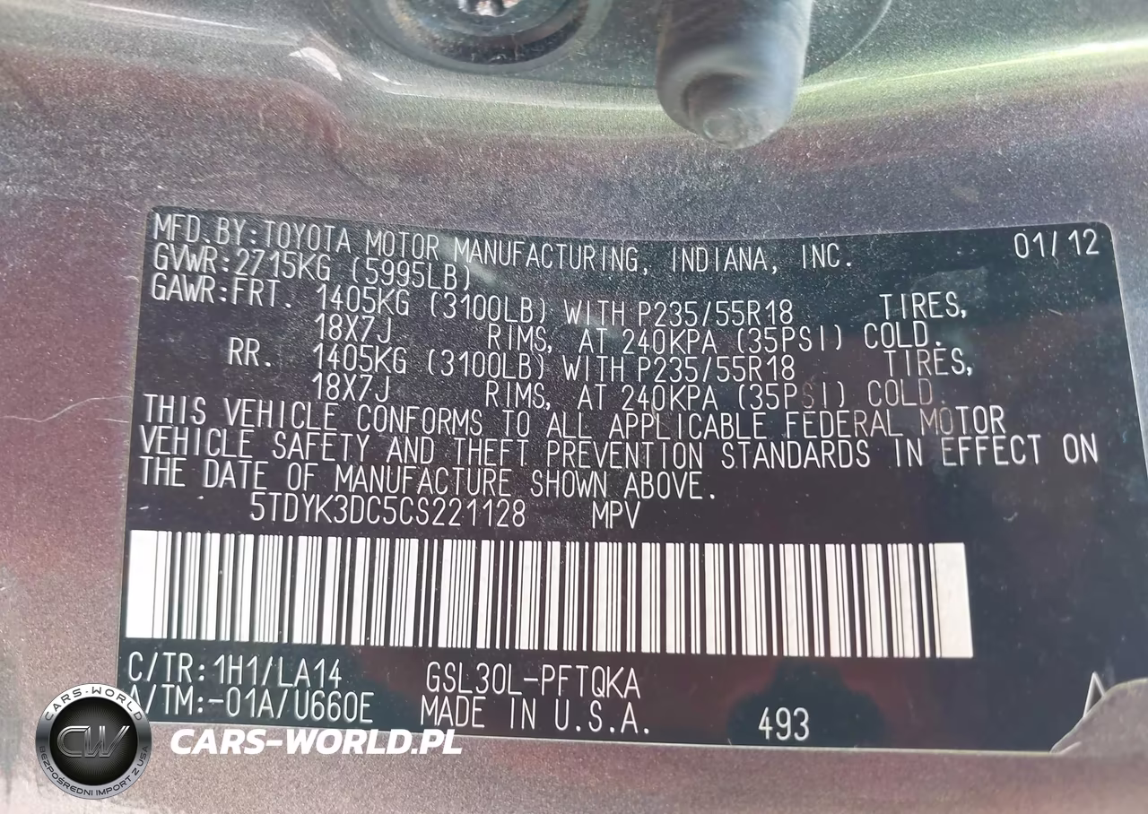 2012 Toyota Sienna Limited V6 7 Passenger VIN:5TDYK3DC5CS221128 - 9