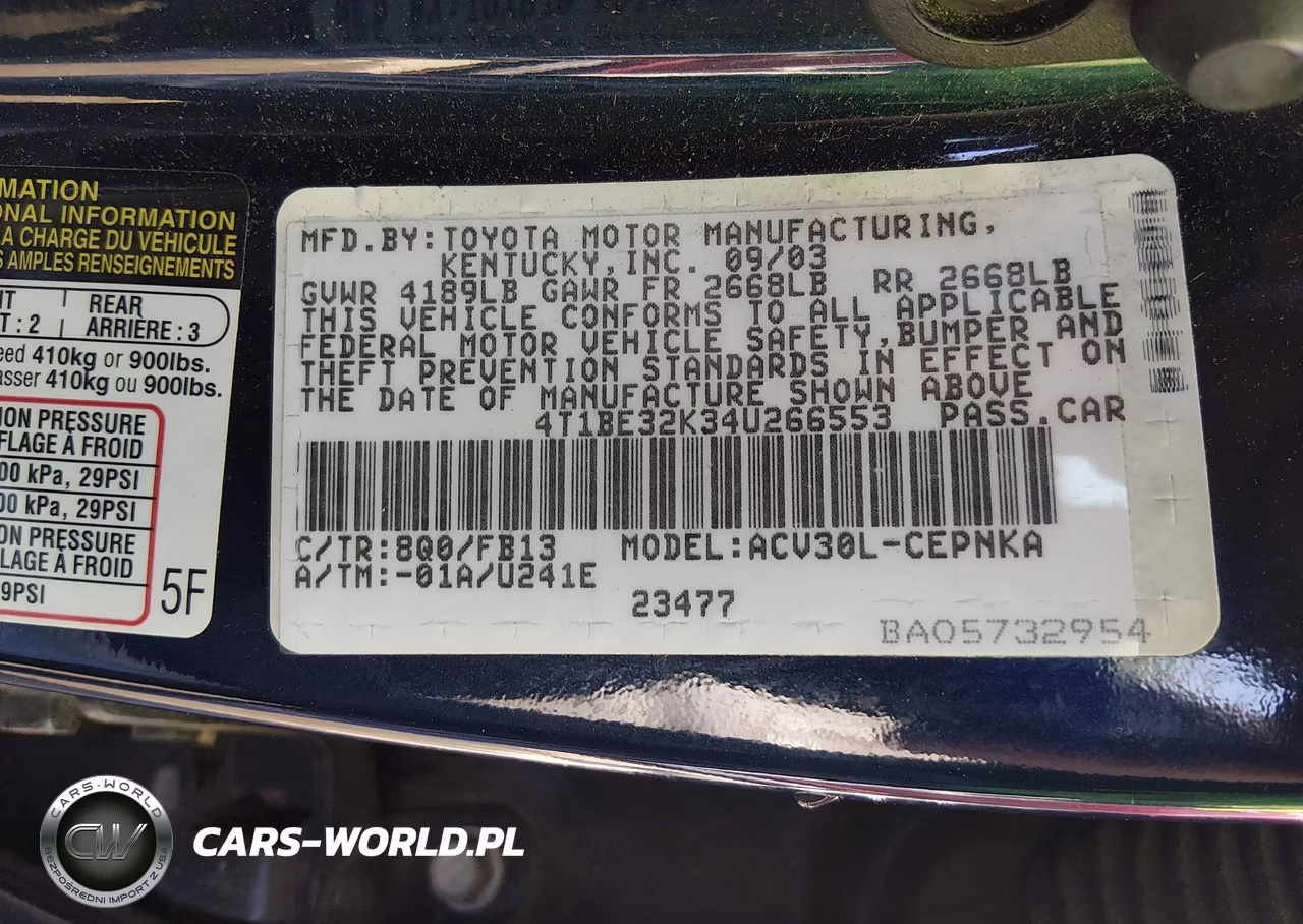 2004 Toyota Camry Le VIN:4T1BE32K34U266553 - 9