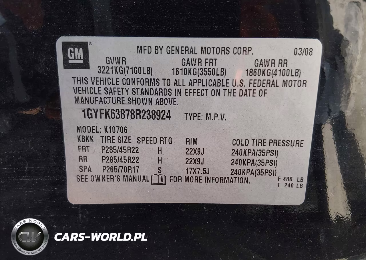 2008 Cadillac Escalade Standard VIN:1GYFK63878R238924 - 9