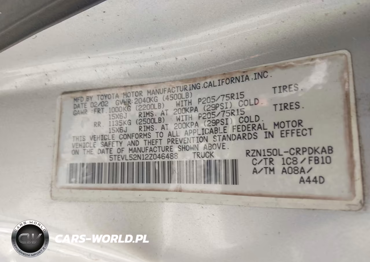2002 Toyota Tacoma VIN:5TEVL52N12Z046488 - 9