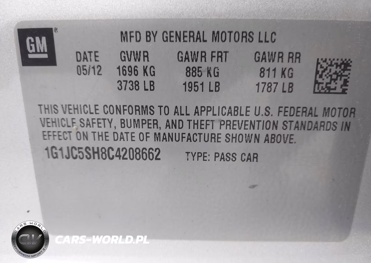 2012 Chevrolet Sonic 2Lt VIN:1G1JC5SH8C4208662 - 9